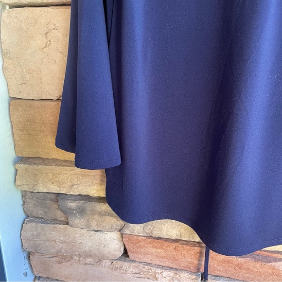 Marled RC navy blue lace up stretch long sleeve top bell sleeve Large - Picture 10 of 11